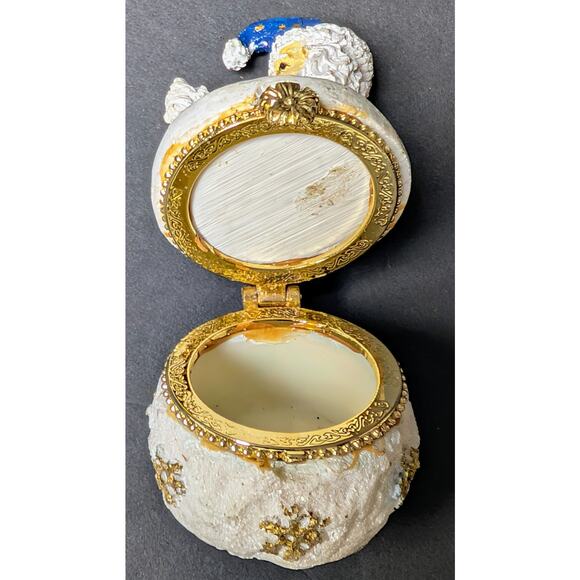 Vtg K's Collection Celestial Santa Trinket Box 3" Resin Gold Stars Hinged Xmas - Picture 5 of 7